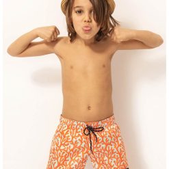 Pantaloni scurti de baie cu imprimeu tropical si talie ajustabila-BAIETI/IMBRACAMINTE/Costume de baie-IMBRACAMINTE/Costume de baie