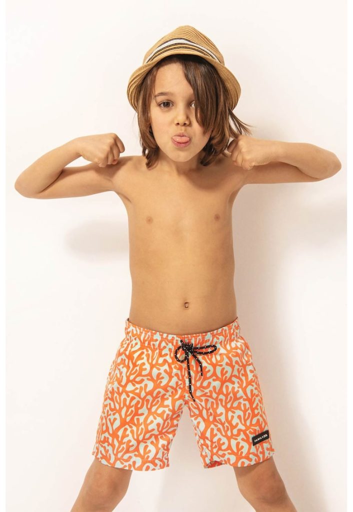Pantaloni scurti de baie cu imprimeu tropical si talie ajustabila-BAIETI/IMBRACAMINTE/Costume de baie-IMBRACAMINTE/Costume de baie
