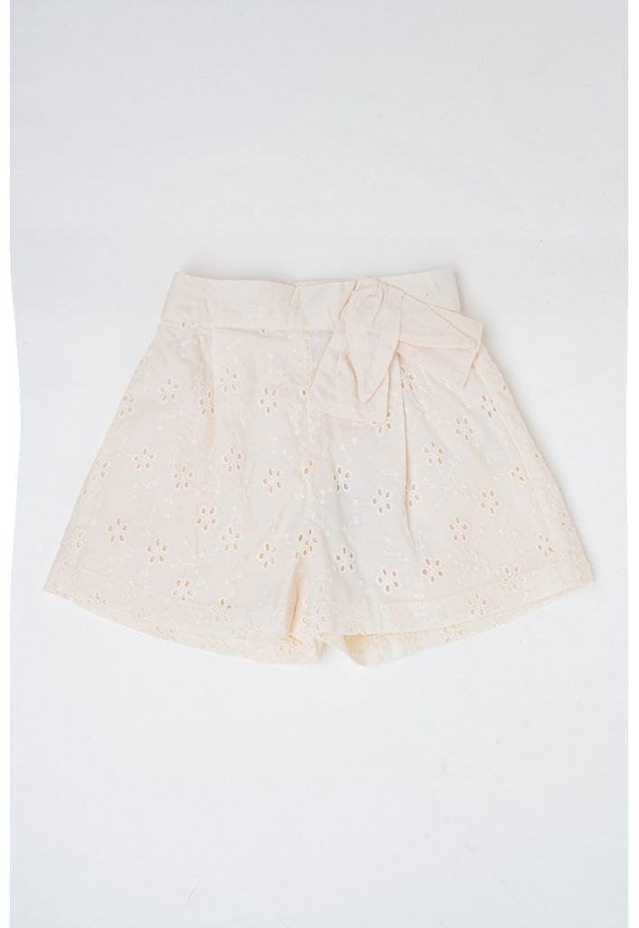 Pantaloni scurti de bumbac cu broderie florala-FETE/IMBRACAMINTE/Sorturi-IMBRACAMINTE/Sorturi