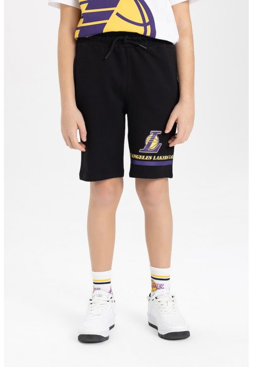 Pantaloni scurti de bumbac cu logo si snur-BAIETI/IMBRACAMINTE/Sorturi-IMBRACAMINTE/Sorturi