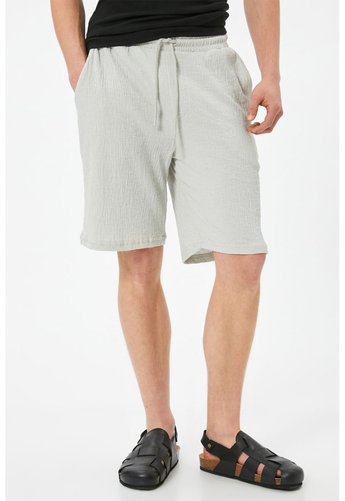 Pantaloni scurti de bumbac cu snururi-BARBATI/IMBRACAMINTE/Pantaloni si colanti-IMBRACAMINTE/Pantaloni si colanti