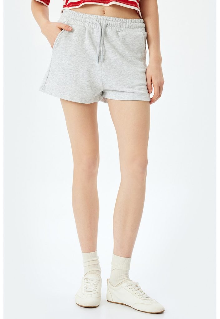 Pantaloni scurti din amestec de bumbac cu snur de ajustare in talie-FEMEI/IMBRACAMINTE/Pantaloni si colanti-IMBRACAMINTE/Pantaloni si colanti