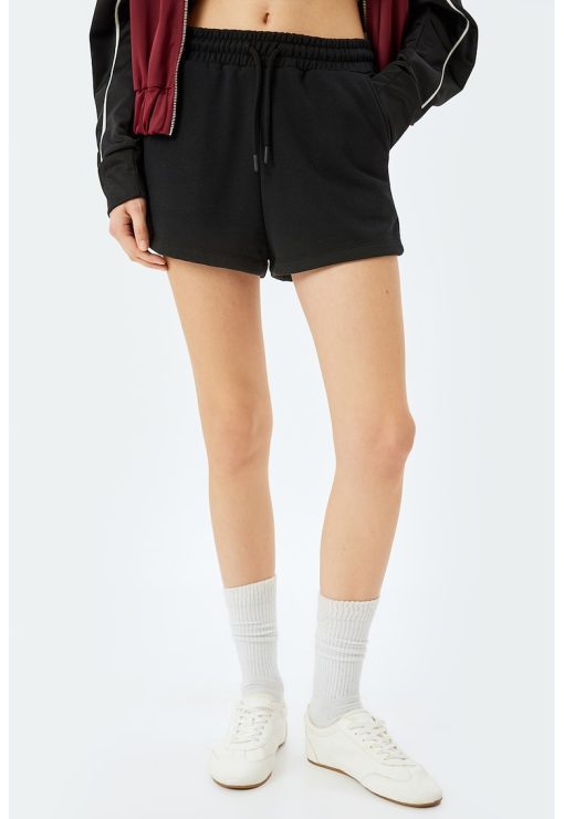 Pantaloni scurti din amestec de bumbac cu snur de ajustare in talie-FEMEI/IMBRACAMINTE/Pantaloni si colanti-IMBRACAMINTE/Pantaloni si colanti