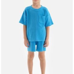 Pantaloni scurti din amestec de bumbac cu snururi-BAIETI/IMBRACAMINTE/Sorturi-IMBRACAMINTE/Sorturi