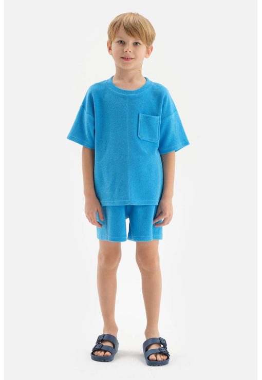 Pantaloni scurti din amestec de bumbac cu snururi-BAIETI/IMBRACAMINTE/Sorturi-IMBRACAMINTE/Sorturi