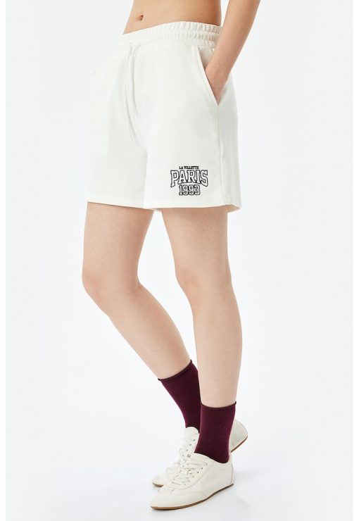 Pantaloni scurti din amestec de bumbac cu talie inalta-FEMEI/IMBRACAMINTE/Pantaloni si colanti-IMBRACAMINTE/Pantaloni si colanti