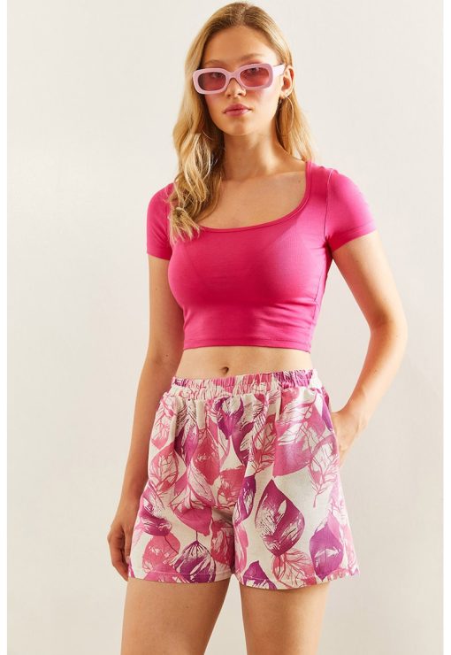 Pantaloni scurti din amestec de in-FEMEI/IMBRACAMINTE/Pantaloni si colanti-IMBRACAMINTE/Pantaloni si colanti