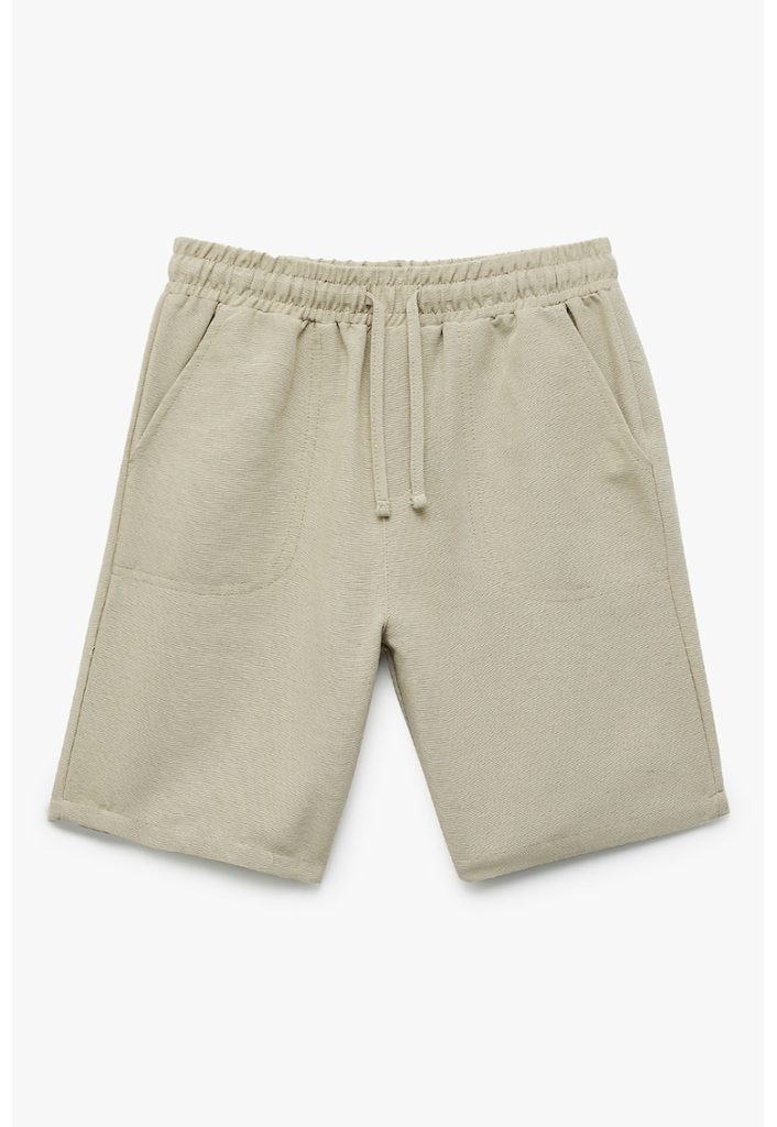 Pantaloni scurti din amestec de in cu buzunare laterale-BAIETI/IMBRACAMINTE/Sorturi-IMBRACAMINTE/Sorturi