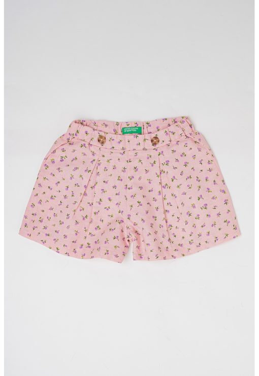 Pantaloni scurti din amestec de in cu imprimeu-FETE/IMBRACAMINTE/Sorturi-IMBRACAMINTE/Sorturi