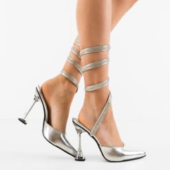 Pantofi dama Tamzin Argintii-Pantofi cu toc-Pantofi cu toc