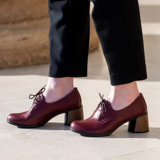 Pantofi din piele naturala 594 bordo-Pantofi-Pantofi