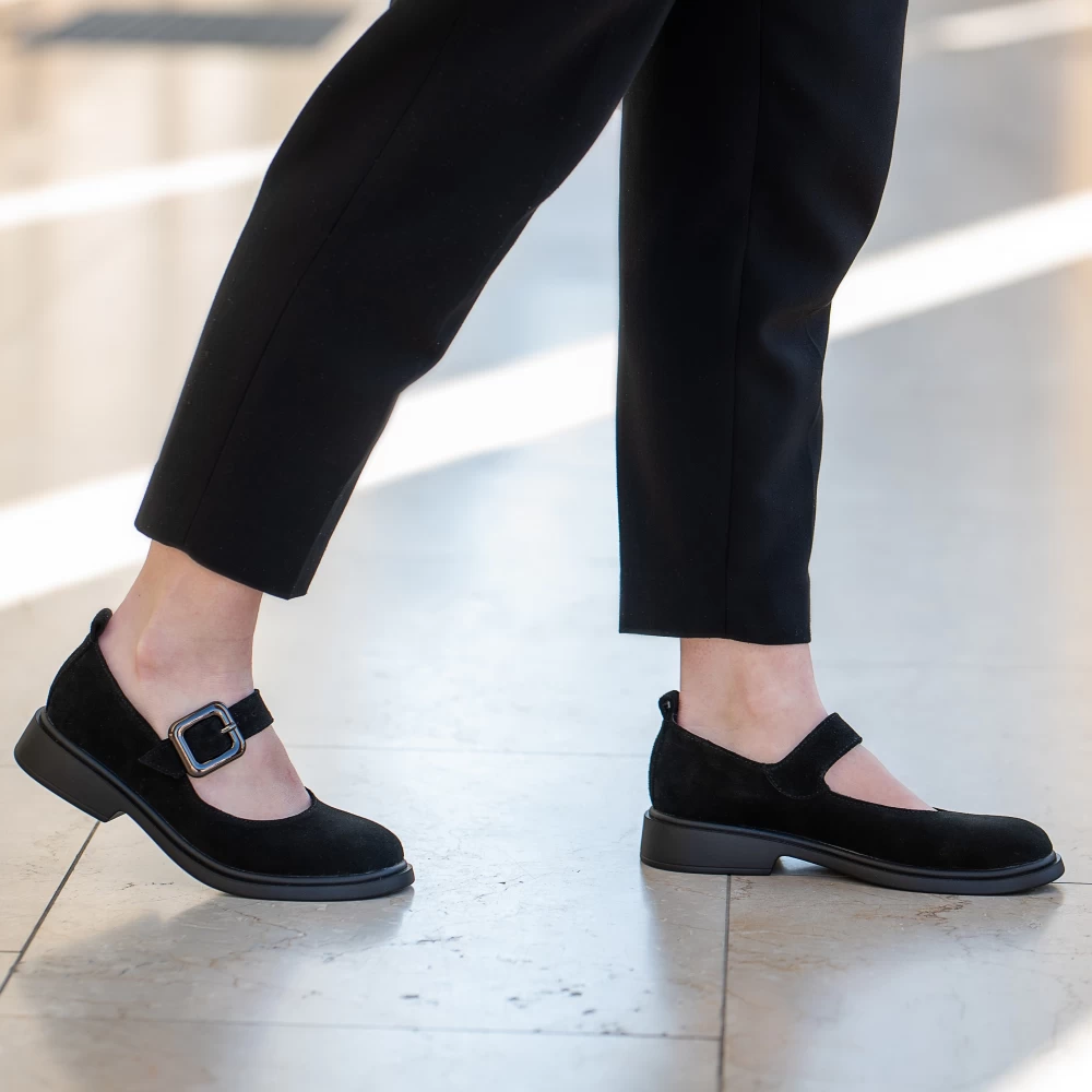 Pantofi piele naturala 645 negru velur-Pantofi-Pantofi
