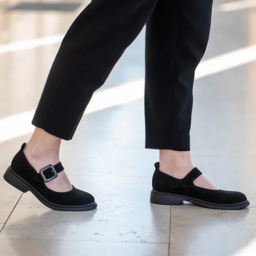 Pantofi piele naturala 645 negru velur-Pantofi-Pantofi