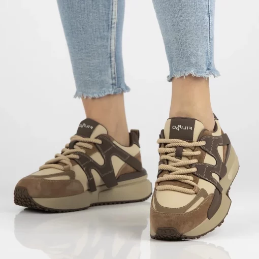 Pantofi piele naturala 6970 maro-bej-Pantofi-Pantofi