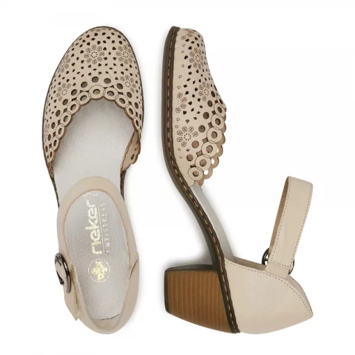 Pantofi piele naturala Rieker 40902-60 bej-Pantofi-Pantofi