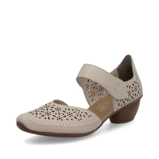 Pantofi piele naturala Rieker 43750-62 bej-Pantofi-Pantofi