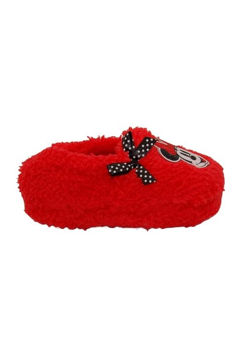 Papuci pufosi cu aplicatii cu Minnie Mouse-FETE/INCALTAMINTE/Papuci-INCALTAMINTE/Papuci