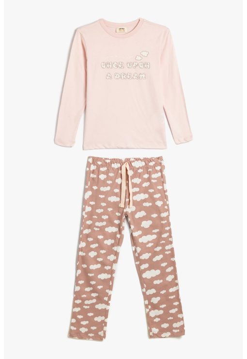 Pijama cu imprimeu grafic-FETE/IMBRACAMINTE/Pijamale si halate de baie-IMBRACAMINTE/Pijamale si halate de baie
