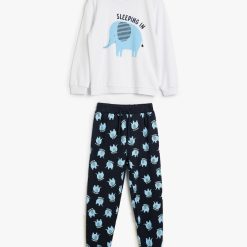 Pijama din bumbac cu model grafic-BAIETI/IMBRACAMINTE/Pijamale si halate de baie-IMBRACAMINTE/Pijamale si halate de baie