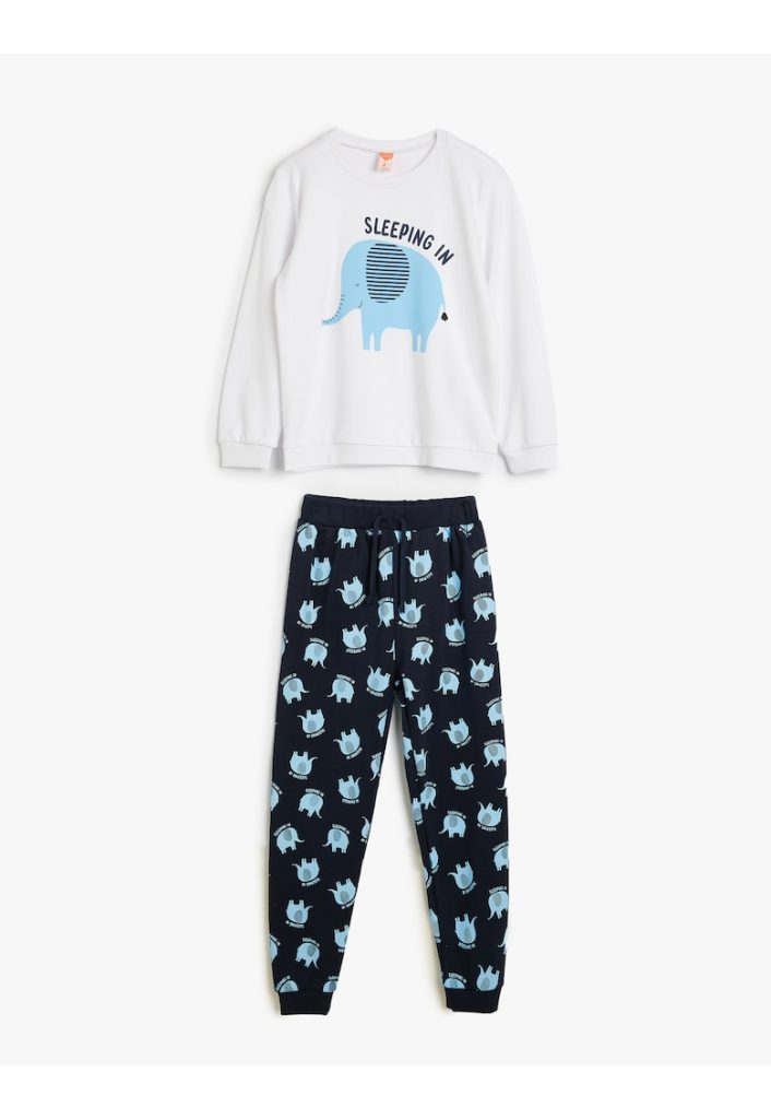 Pijama din bumbac cu model grafic-BAIETI/IMBRACAMINTE/Pijamale si halate de baie-IMBRACAMINTE/Pijamale si halate de baie