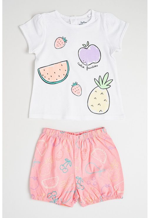 Pijama scurta cu imprimeu-FETE/IMBRACAMINTE/Pijamale si halate de baie-IMBRACAMINTE/Pijamale si halate de baie