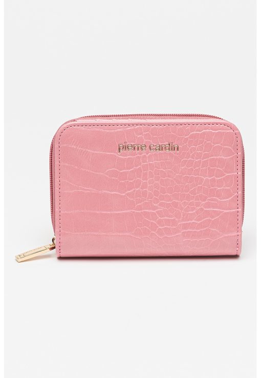 Portofel cu logo si aspect de piele de crocodil-FEMEI/GENTI SI ACCESORII/Portofele si brelocuri-GENTI SI ACCESORII/Portofele si brelocuri