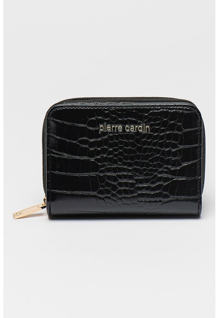 Portofel cu logo si aspect de piele de crocodil-FEMEI/GENTI SI ACCESORII/Portofele si brelocuri-GENTI SI ACCESORII/Portofele si brelocuri