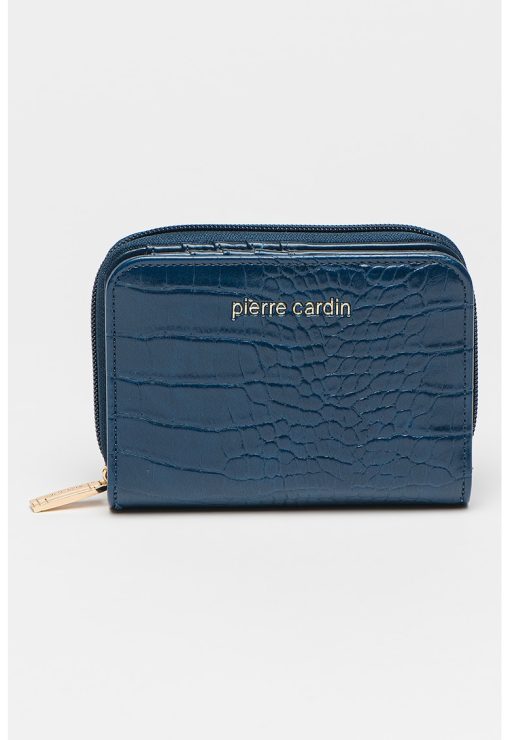 Portofel cu logo si aspect de piele de crocodil-FEMEI/GENTI SI ACCESORII/Portofele si brelocuri-GENTI SI ACCESORII/Portofele si brelocuri