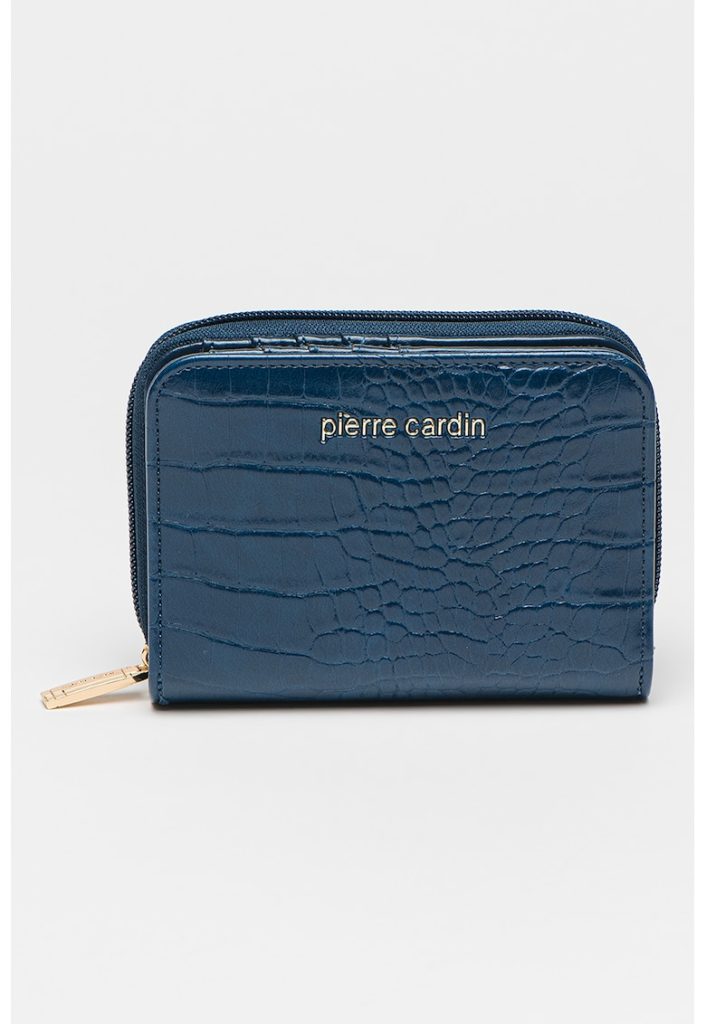 Portofel cu logo si aspect de piele de crocodil-FEMEI/GENTI SI ACCESORII/Portofele si brelocuri-GENTI SI ACCESORII/Portofele si brelocuri