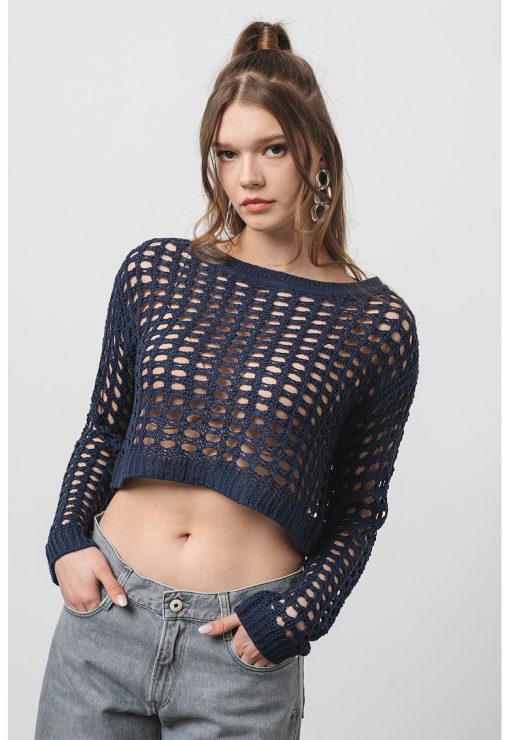 Pulover crop cu perforatii Ibiza-FEMEI/IMBRACAMINTE/Pulovere si cardigane-IMBRACAMINTE/Pulovere si cardigane