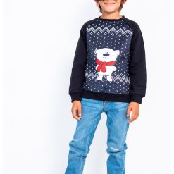 Pulover cu decolteu la baza gatului - maneci raglan si tematica de Craciun-FETE/IMBRACAMINTE/Pulovere si cardigane-IMBRACAMINTE/Pulovere si cardigane
