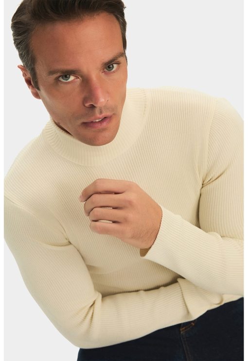 Pulover striat slim fit cu guler inalt-BARBATI/IMBRACAMINTE/Pulovere si cardigane-IMBRACAMINTE/Pulovere si cardigane
