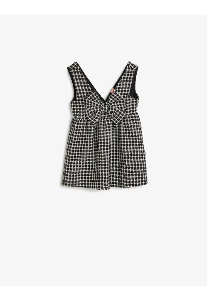 Rochie cu decolteu in V si detaliu cu funda-FETE/IMBRACAMINTE/Rochii-IMBRACAMINTE/Rochii