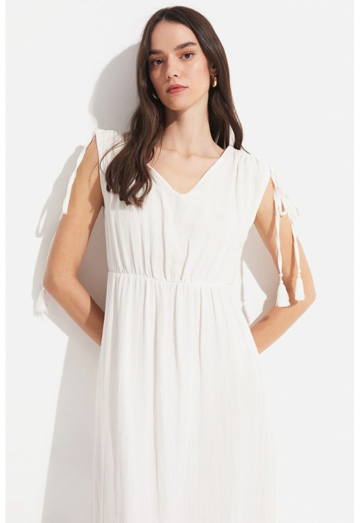 Rochie cu decolteu in V si slituri laterale-FEMEI/IMBRACAMINTE/Rochii-IMBRACAMINTE/Rochii
