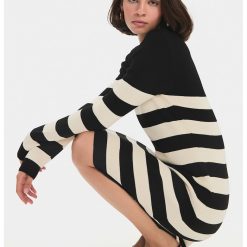 Rochie cu dungi si decolteu barcuta-FEMEI/IMBRACAMINTE/Rochii-IMBRACAMINTE/Rochii