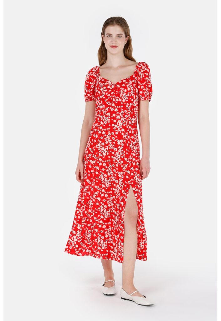 Rochie cu imprimeu floral si slit adanc-FEMEI/IMBRACAMINTE/Rochii-IMBRACAMINTE/Rochii