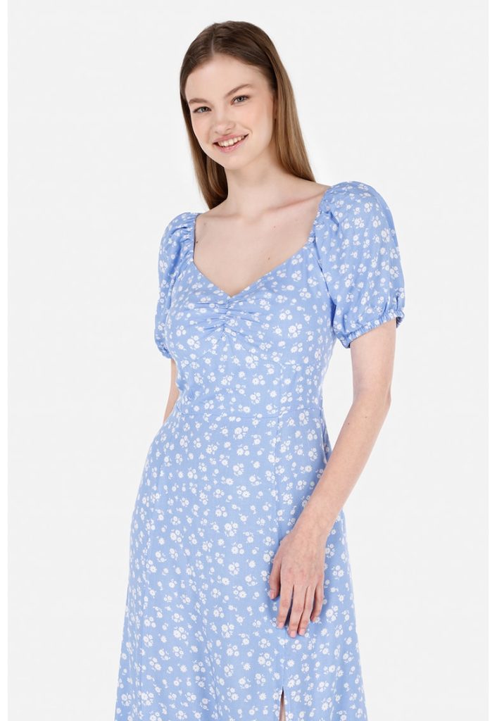 Rochie cu model floral si slituri laterale-FEMEI/IMBRACAMINTE/Rochii-IMBRACAMINTE/Rochii