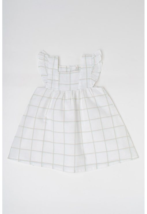 Rochie din amestec de in cu model in carouri-FETE/IMBRACAMINTE/Rochii-IMBRACAMINTE/Rochii