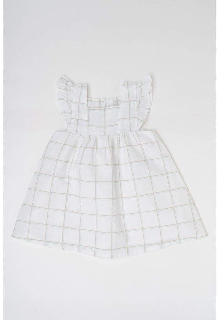 Rochie din amestec de in cu model in carouri-FETE/IMBRACAMINTE/Rochii-IMBRACAMINTE/Rochii