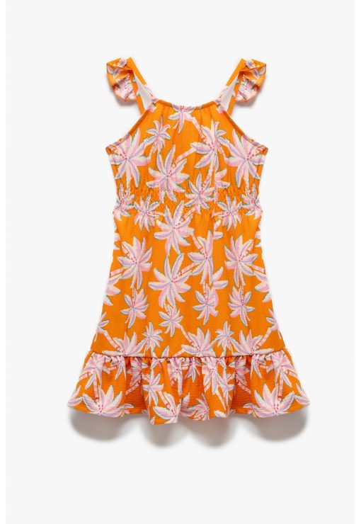 Rochie evazata cu model tropical-FETE/IMBRACAMINTE/Rochii-IMBRACAMINTE/Rochii