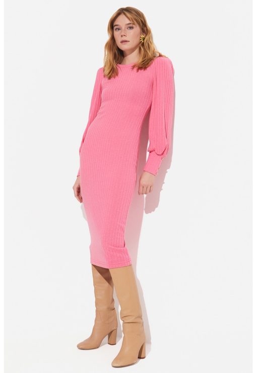 Rochie midi cu aspect striat-FEMEI/IMBRACAMINTE/Rochii-IMBRACAMINTE/Rochii