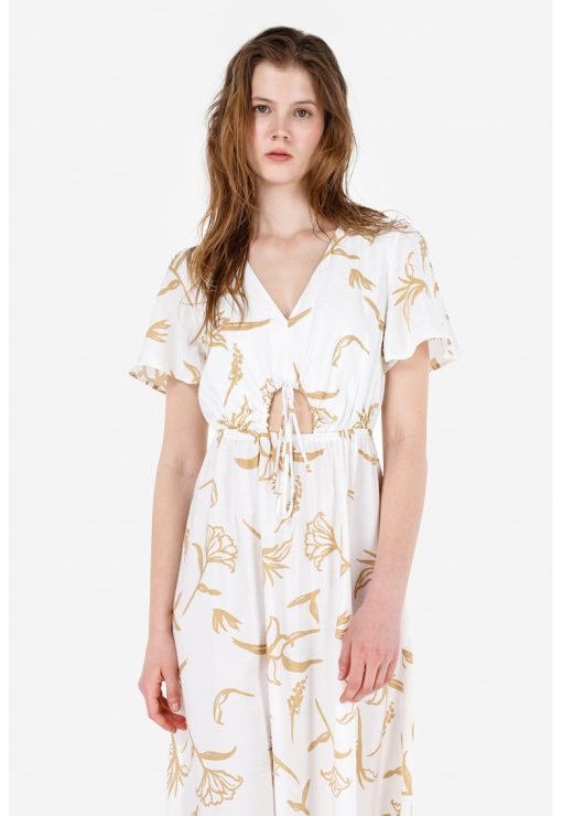 Rochie midi cu decolteu in V si decupaj-FEMEI/IMBRACAMINTE/Rochii-IMBRACAMINTE/Rochii
