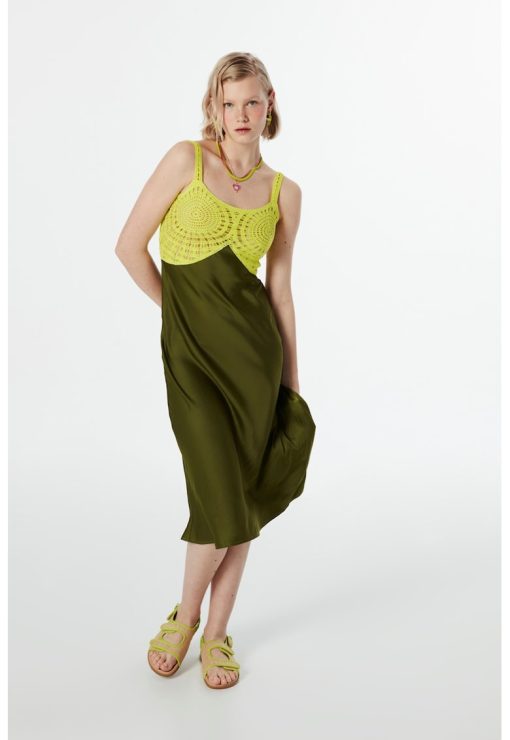 Rochie midi cu model colorblock-FEMEI/IMBRACAMINTE/Rochii-IMBRACAMINTE/Rochii