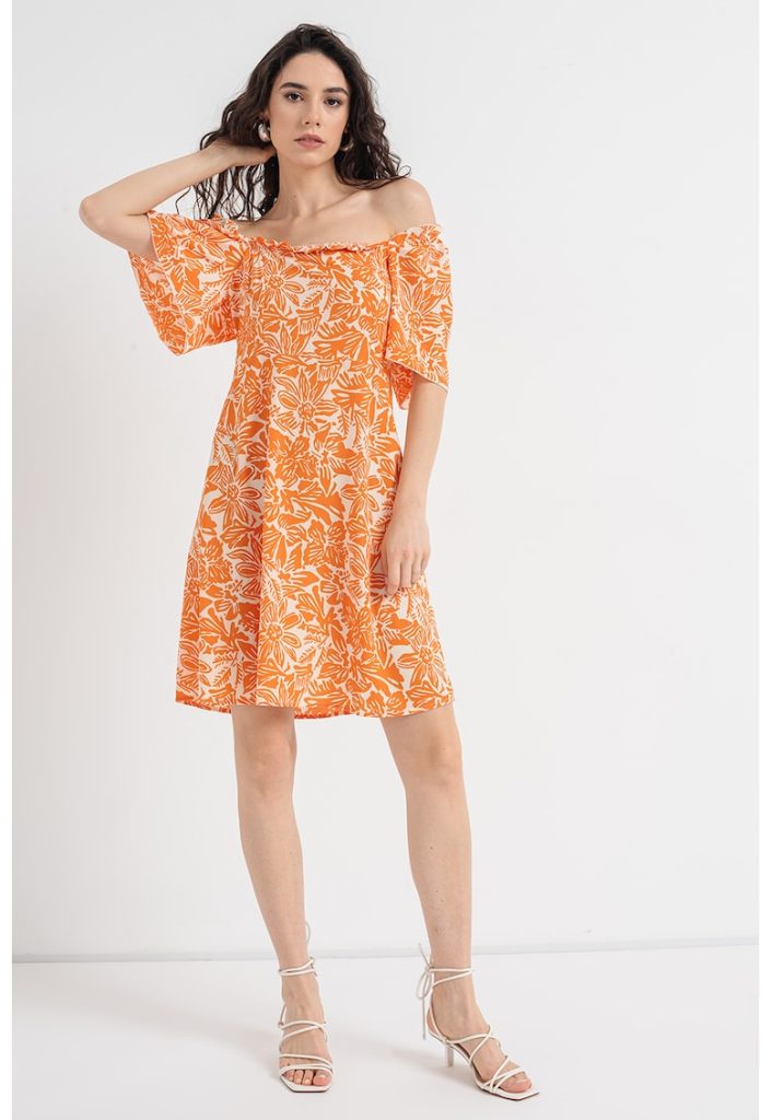 Rochie mini cu decolteu pe umeri-FEMEI/IMBRACAMINTE/Rochii-IMBRACAMINTE/Rochii