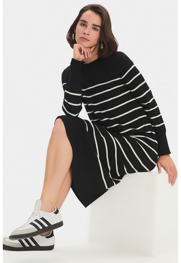 Rochie-pulover midi cu dungi-FEMEI/IMBRACAMINTE/Rochii-IMBRACAMINTE/Rochii