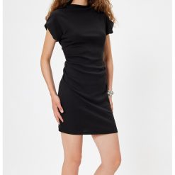 Rochie scurta de bumbac cu decolteu la baza gatului-FEMEI/IMBRACAMINTE/Rochii-IMBRACAMINTE/Rochii