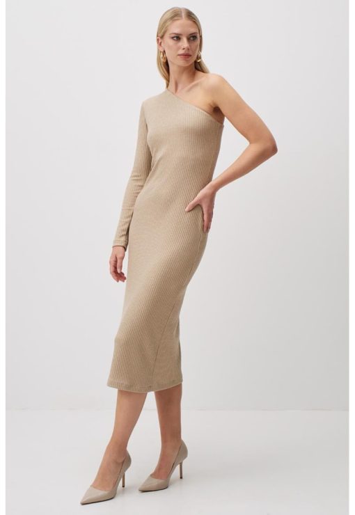 Rochie striata cu decolteu pe un umar-FEMEI/IMBRACAMINTE/Rochii-IMBRACAMINTE/Rochii