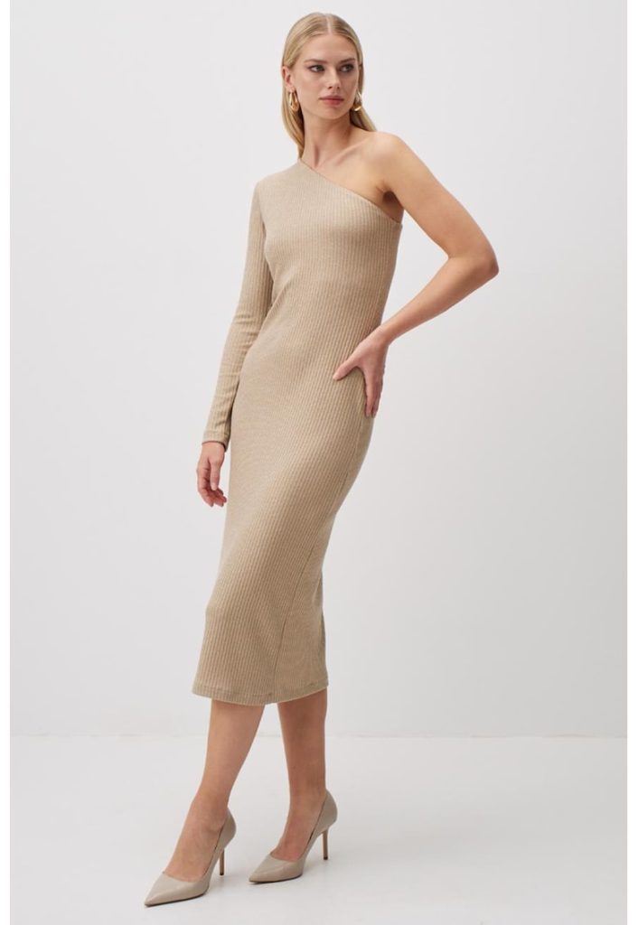 Rochie striata cu decolteu pe un umar-FEMEI/IMBRACAMINTE/Rochii-IMBRACAMINTE/Rochii