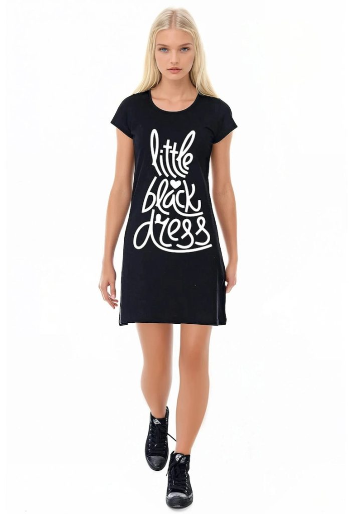 Rochie-tricou de bumbac cu croiala in A-FEMEI/IMBRACAMINTE/Rochii-IMBRACAMINTE/Rochii