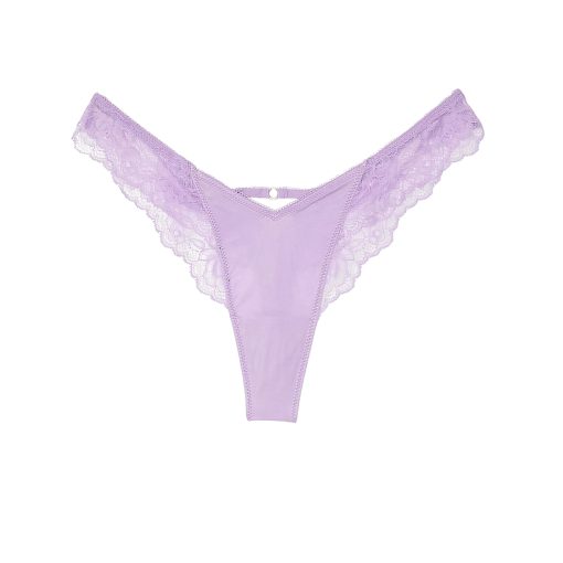 Rose lace-trim high-leg thong panty l-Imbracaminte-